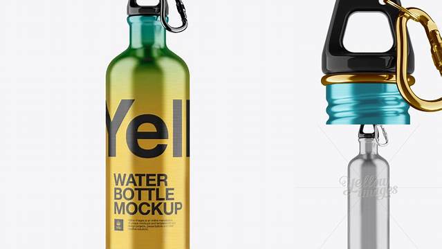 5704+ Steel Sport Bottle With Carabiner PSD Mockup Eye-Level Shot High-End Layered Mockup Free