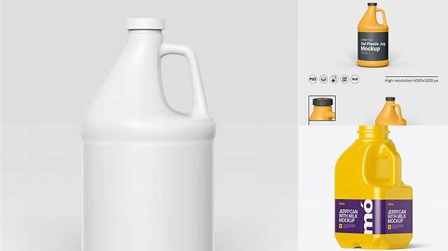 5705+ Glossy Plastic Jug PSD Mockup Half Side View Free Professional PSD Download