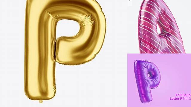 5705+ Letter P Foil Balloon PSD Mockup Advanced Photoshop Template