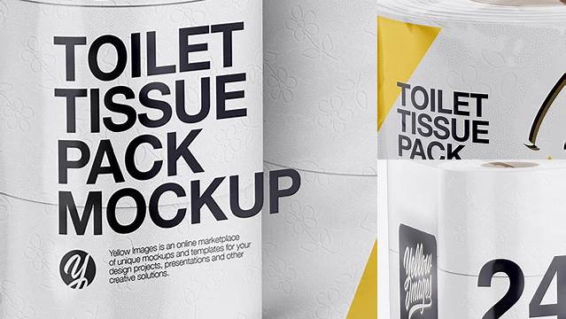 5709+ 24x Toilet Tissue Pack PSD Mockup Half Side View Professional Graphic PSD Download