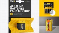 5709+ Pack Matt Battery 9V PSD Mockup Front View Creative Design Mockup