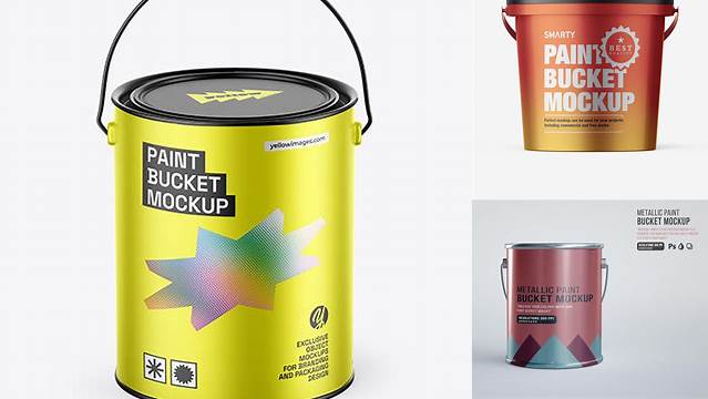 5713+ 0.5L Metallic Paint Bucket PSD Mockup High-End Layered Mockup Free