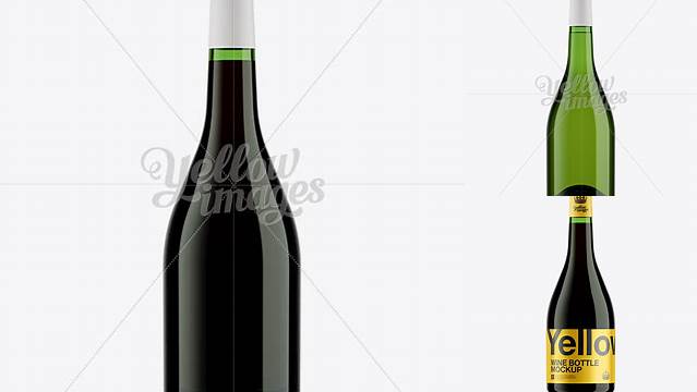 5713+ Emerald Green Glass Burgundy Bottle with Red Wine HQ PSD Mockup Free Mockup PSD Template