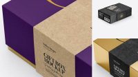 5713+ Matte Box with Label PSD Mockup Half Side View High Angle Shot Creative High-Resolution PSD Freebie