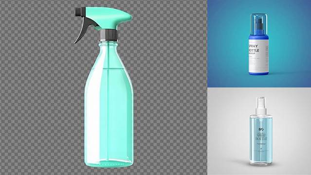 5716+ Blue Spray Bottle with Transparent ?ap PSD Mockup Premium Free Graphic Resource