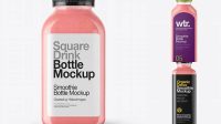 5716+ Square Strawberry Smoothie Bottle PSD Mockup Front View Exclusive Free Creative Resource