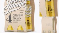 5717+ 4 Kraft Pack Soda Bottle PSD Mockup Halfside View Smart Layer Mockup Free