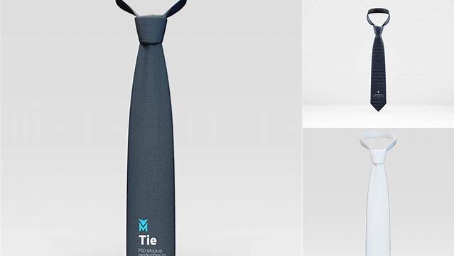 572+ Glossy Tie PSD Mockup Half Side View High-Angle Shot Free PSD