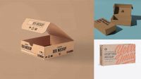 572+ Kraft Carton Box PSD Mockup Half Side View eye-level shot PSD Download