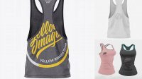 5720+ Men's Heather Racer-Back Tank Top PSD Mockup Back Half Side View Editable and Customizable PSD