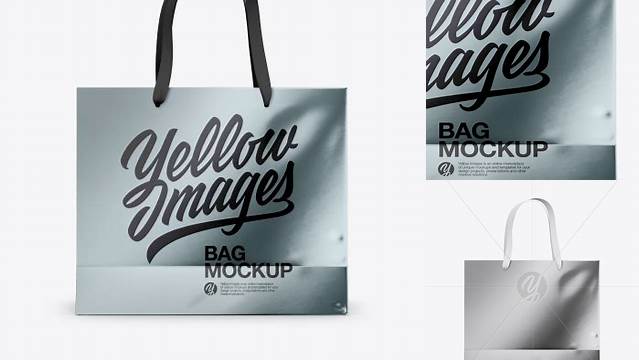 5720+ Metallic Bag with Raised Up Handles PSD Mockup Front & Top Views Exclusive Layered PSD Mockup