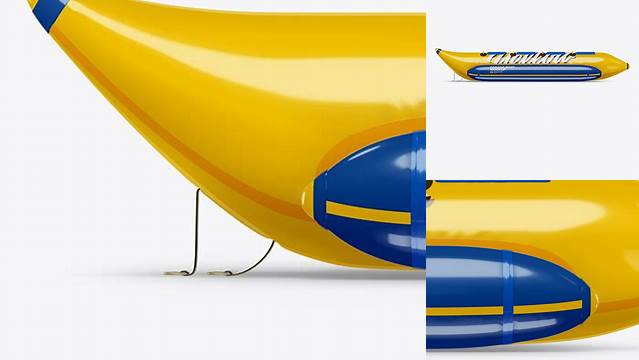 5722+ Glossy Banana Boat PSD Mockup Side View Smart PNG Image