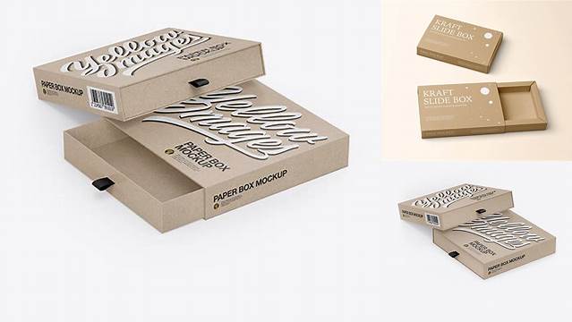 5725+ Two Kraft Slide Boxes PSD Mockup Half Side View Free PSD for Creatives