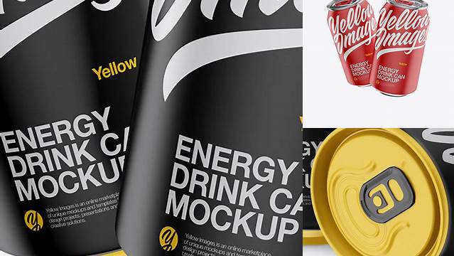 5726+ Two Matte 330ml Aluminium Cans PSD Mockup Easy-to-Edit PSD