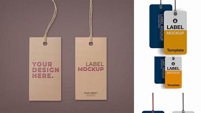 5727+ Carton Hang Tag PSD Mockup Front & Back Views Elegant Free Template