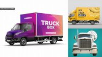 5728+ Box Truck PSD Mockup Half Side View Advanced Photoshop Template