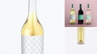 5731+ Clear Glass Wine Bottle With White Wine 750ml Editable Photoshop Free Mockup