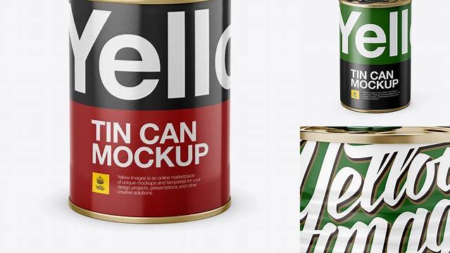 5732+ Tin Can With Pull Tab PSD Mockup High-Angle Shot Digital Download