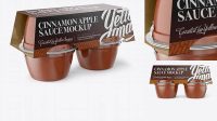 5734+ Cinnamon Apple Sauce 4-4 Oz. Cups PSD Mockup Halfside View Fully Layered Photoshop Freebie