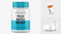 5734+ Matte Pill Bottle PSD Mockup Front View Fully Customizable Mockup PSD Free