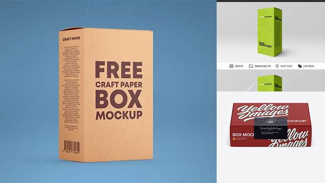 5735+ Matte Paper Box with Label PSD Mockup Front View High-Angle Shot Modern Photoshop Resource