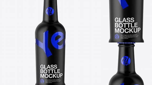 5738+ Blue Glass Bottle in Matte Shrink Sleeve PSD Mockup Fully Editable Photoshop PSD Free Download