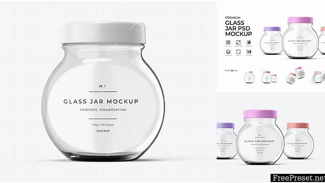 5738+ Clear Glass Jar PSD Mockup High-Angle Shot High-Quality Creative PSD