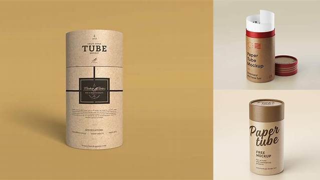 5738+ Middle Kraft Paper Tube PSD Mockup – Front View Creative Photoshop Resources