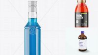 5739+ Clear Glass Bottle with Blue Syrup PSD Mockup Best for Showcase