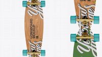 5746+ Longboard PSD Mockup with Transparent Wheels Back View Download Now High-Quality PSD Template