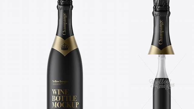 575+ Black Matte Champagne Bottle PSD Mockup Editable Photoshop Free Mockup