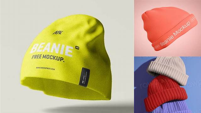 5750+ Beanie Hat PSD Mockup Side View Easy-to-Edit PSD