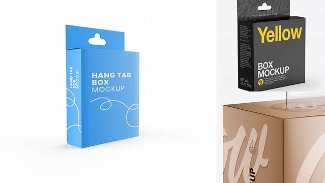 5750+ Metallic Box with Hang Tab PSD Mockup Front View Creative Design PSD Free Download