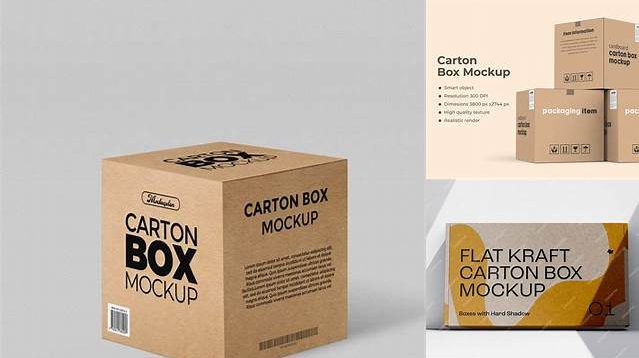 5750+ Textured Kraft Square Carton Box PSD Mockup Front View Creative Design Mockup