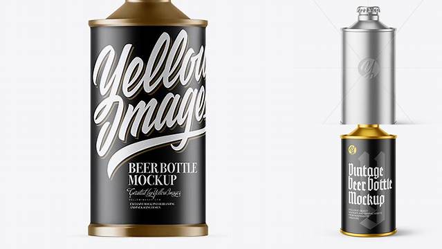 5751+ Matte Metallic Vintage Beer Bottle PSD Mockup High-Quality Creative PSD