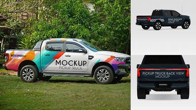 5751+ Pickup Truck PSD Mockup Side View Creative Free Photoshop Template