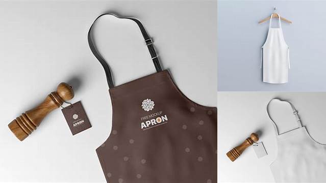 5752+ Apron With Leather Parts PSD Mockup Front View Creative Design PSD Free Download