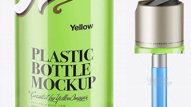 5756+ Clear Plastic Bottle 100ml PSD Mockup Side View High Angle Shot Smart Design Template Free