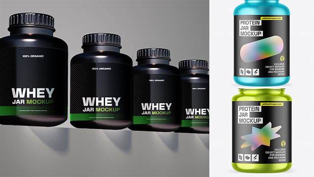 5757+ Metallic Protein Jar PSD Mockup Hero Shot Professional Graphic PSD Download