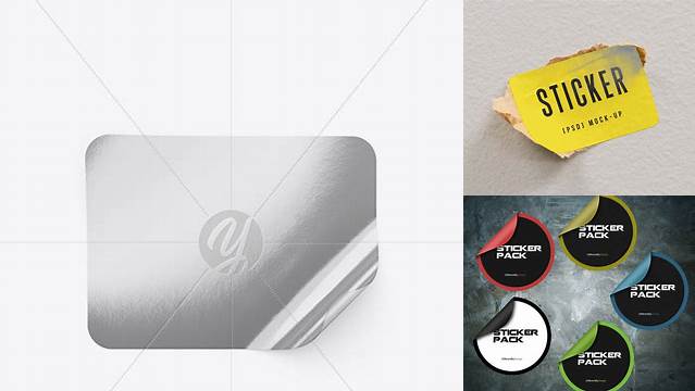 5759+ Metallic Sticker PSD Mockup Editable Mockup PSD