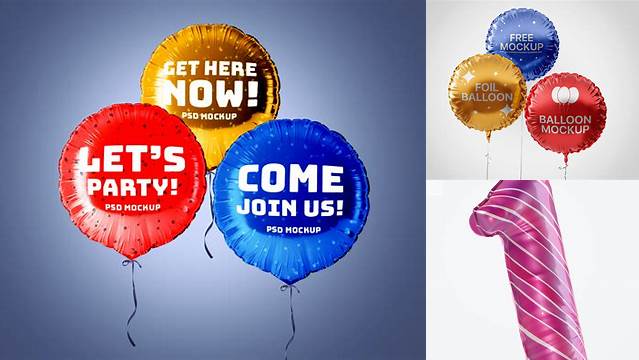 576+ Number 1 Foil Balloon PSD Mockup Digital Download PSD for Free