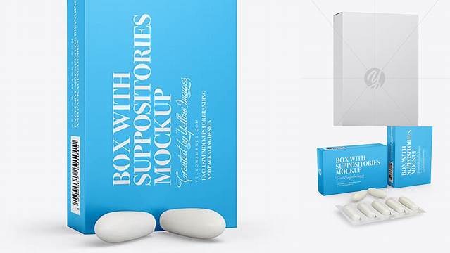 5761+ Matte Box With Suppositories PSD Mockup Half Side View Easy-to-Edit PSD