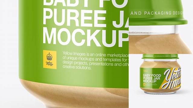 5764+ Baby Food Banana Puree Jar PSD Mockup High-Resolution Graphic