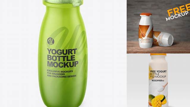 5764+ Matte Yogurt Bottle PSD Mockup Photoshop Resource Free