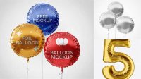 5765+ Number 5 Foil Balloon PSD Mockup Free Creative Design