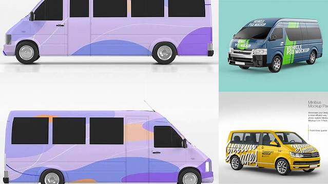 5772+ Minibus PSD Mockup Top view Free Creative Design