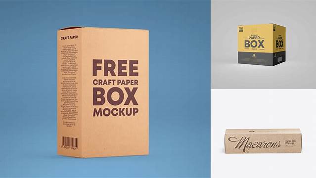 5773+ Paper Box PSD Mockup Front View High-Angle Shot Editable Photoshop Free Mockup