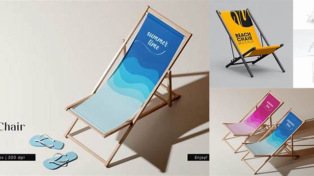 578+ Folding Beach Chair PSD Mockup Front View High Angle Shot Creative and Modern PSD Freebie