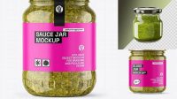 5781+ Clear Glass Jar with Pesto Sauce PSD Mockup Elegant High-Resolution Design File