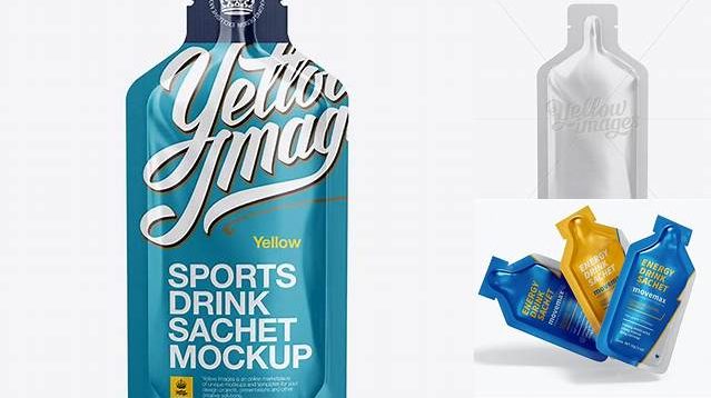 5782+ Matte Sports Energy Drink Sachet PSD Mockup Front View Creative Free Photoshop Template